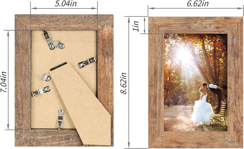 iRahmen 4 Pack 4x6 Picture Frame Set with High Definition Glass 4 x 6 Photo Frames for Desktop Display and Wall Mounting(Oak+Brown+Black+White). - Image 3